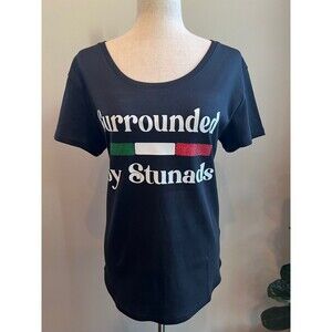 Women's Surrounded By Stunads Black T-shirt Brand New Handmade Italian Girl Gift